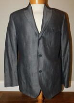 Banana Republic Sz 42R Herringbone Linen Blazer Sport Coat Gray Jacket 4... - $49.49
