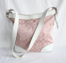 Vintage Y2K Coach 7456 Baby Pink White Signature C Orange Lining Hobo Ba... - $148.87