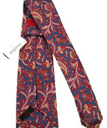 NEW $295 Isaia Pure Silk 7 Fold Tie!  Beautiful Red &amp; Blue Paisley Pattern - £102.71 GBP