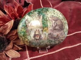 Toads Secret Meeting FROGS ROCK Mixed Media Garden Baskets Gifts Paperwe... - $13.65