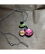 Pink Latte Cherries Skull Necklace Pendant - $479.98 MXN