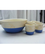 Vintage Universal Pottery Punch Bowl With 6 Cups Tom &amp; Jerry Design Camb... - €102,14 EUR