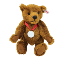 Steiff 420351 Dark Brown Jointed Messe Leipzig Teddy Bear Stuffed Animal Plush - £75.00 GBP