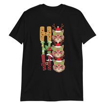 HO HO HO Santa American Shorthair Christmas T-Shirt | Cat Lover Shirt Black - £14.53 GBP+