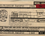 Walthers 93-75 Union Pacific Red Model Train Decals 1957 - $12.86