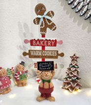 CHRISTMAS Gingerbread Man Hot Cocoa Sign Resin Figurines Tabletop Decor 6&quot; - £19.75 GBP
