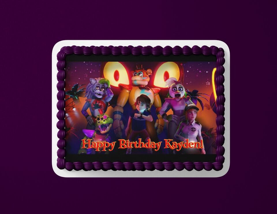 Five Nights at Freddy&#39;s edible birthday cake topper/ 1/4 topper - $9.89