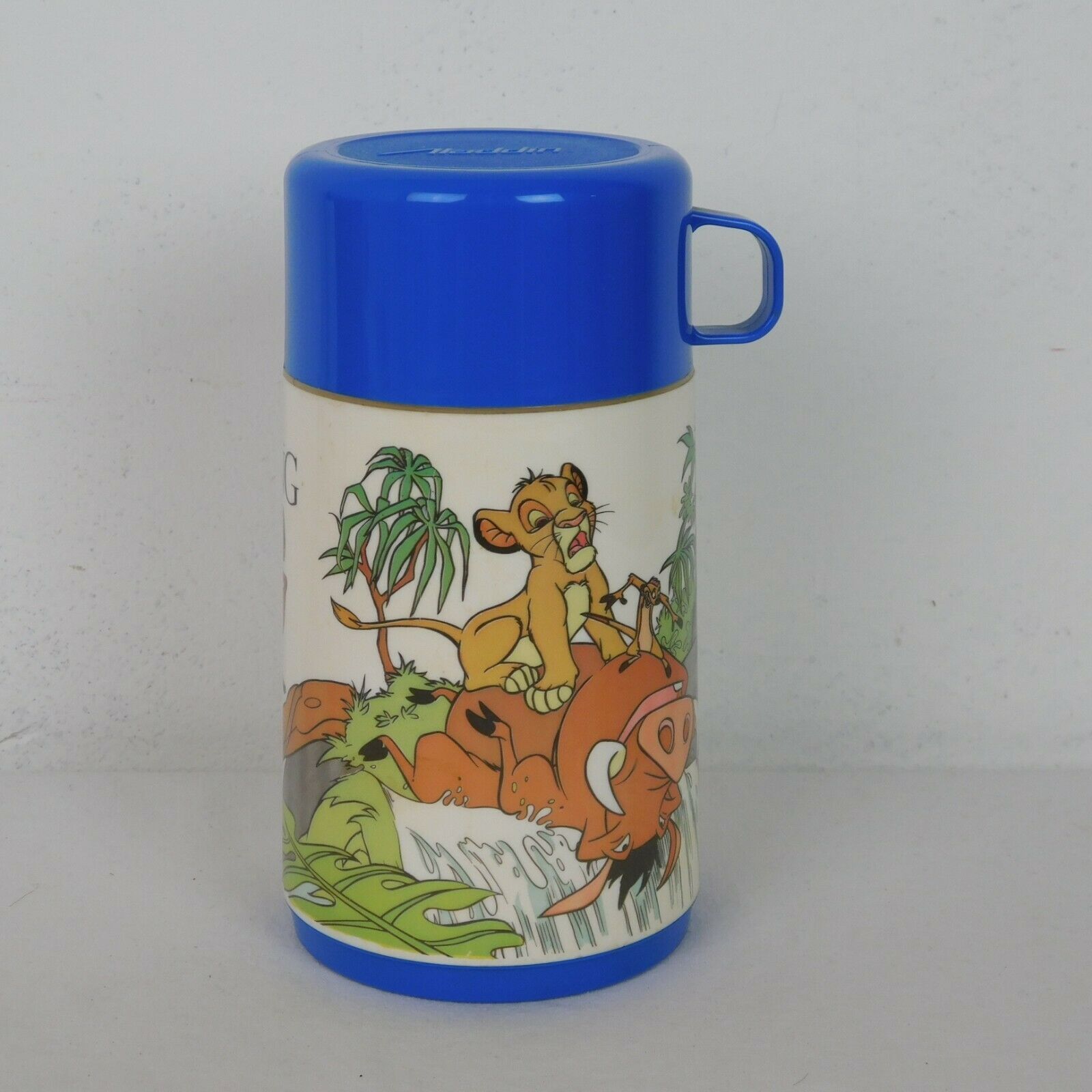Vintage 1992 Disneys The Lion King Hakuna Matata Lunchbox Thermos Aladdin Blue - $11.65