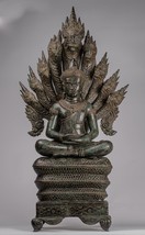 Ancien Bayon Style Khmer Assis Bronze Naga Méditation Bouddha - 114cm/46 &quot; - £6,250.39 GBP