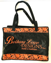 Bethany Lowe Designs Inc Halloween Shopping Tote Bag Black Orange Pumpkins Cats - £13.21 GBP
