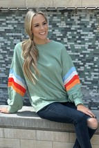 Ella Striped Sleeve Loose Sweatshirt - $34.39