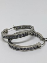 Vintage Sterling Silver 925 CZ Hoop Earrings - £23.42 GBP