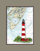 Assateague Lighthouse and Nautical Chart High Quality Canvas Print - $14.99+