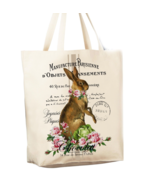 French Easter Bunny 12 oz Reusable Grocery Shopping Cotton Canvas Bag - $330.52 MXN