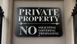 Engraved Private Property No Soliciting Trespassing Metal 11.5x7.5 House Sign - £23.88 GBP