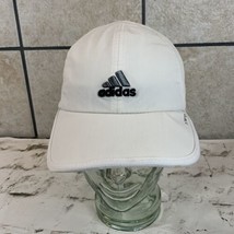 Adidas White Hat Ball Cap Stretch Fit Logo Vented Athletic Wear Headgear - £11.60 GBP