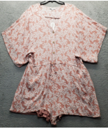 L Love Rompers Womens 3XL Pink Floral Sheer Tie Waist Short Sleeve V-Nec... - $49.03 CAD