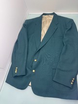 Vintage Hasting &amp; Smith Men Golf Blazer Jacket 54L Green 2 Gold Button U... - $59.37