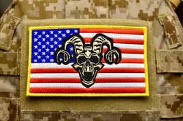 Large 3&quot;x5&quot; Skulltanic American Flag Patch USA SOCOM SFOD-D CAG Navy SEA... - £9.02 GBP