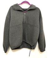 J Crew Womens Medium Half Zip Gray Pointelle Pullover Sweatshirt, Preowned - $26.95