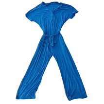  Agnes &amp; Dora Belted Jumpsuit Denim Blue sz L NWT One piece  short sleeve - $28.49