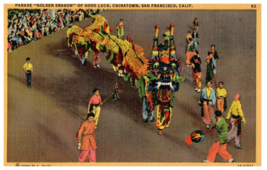 Parade of Golden Dragon San Francisco, California Postcard Good Luck - £7.06 GBP