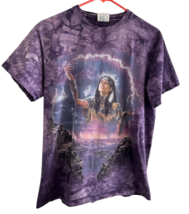 Vtg 90s Pocahontas Native American Lightening Tie Dye Tee Jays Sz M Made... - £65.84 GBP