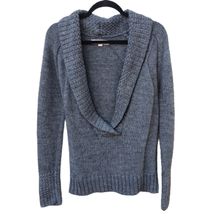 LOFT Womens Sweater Size Small Gray Alpaca Wool Blend Long Sleeves Shawl Collar  - £22.54 GBP