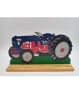 Ford Tractor Red Scroll Saw Art Handmade Wood Farm Vintage - £9.60 GBP