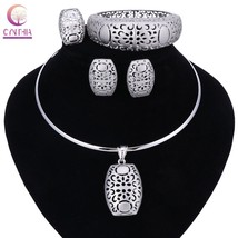 Nigerian Wedding African Beads Jewelry Sets Silver Color Women Necklaces Party F - £20.47 GBP
