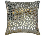 Grey Silk Mirror Embroidery 16"x16" Throw Pillow Cover Darpan Grey - $103.84 - $221.04