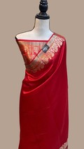 Banarasi Dupion Warm Dybel Dubble Zari iskat Alfi Border Soft Silk Saree || Plai - £64.54 GBP
