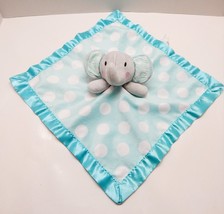 Circo Teal Blue Polka Dot Elephant Baby Security Blanket Lovey Satin - £15.17 GBP
