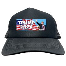 TRUMP WAVE FLAG MAGA 2024 FUNNY Trucker Hat Cap Foam Mesh Baseball HF0309 - $15.83