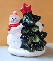 CUTE** Small LED Color Changing Lighted Snowman Figurine/Tree Christmas Decor - £9.40 GBP
