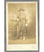 RPPC 1920s Stylish African American Woman Dark Dress &amp; Hat Real Photo Po... - $24.74