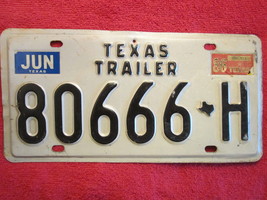 TRAILER TAG License Plate 1985 1986 TEXAS 80666 H [Z169A] - $5.58