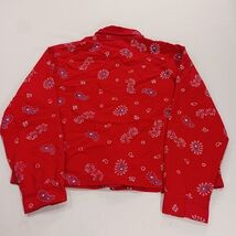 Boston Proper Women's Red Paisley Button Front Denim Jacket Pockets Chest 44 image 2