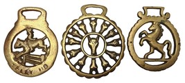 3 Vintage Horse Bridle Harness Medallions Tally Ho, Rearing Horse, Horse Wheel - £19.34 GBP