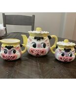 Lipper And Mann Ceramic Cow Teapot Sugar Bowl &amp; Cow Creamer Hand Painted... - $907.85 MXN