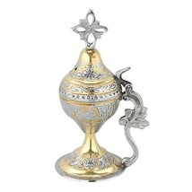 Greek Orthodox Engraved Bicolor Brass Incense Burner Traditional Design 2 Models - £25.07 GBP+
