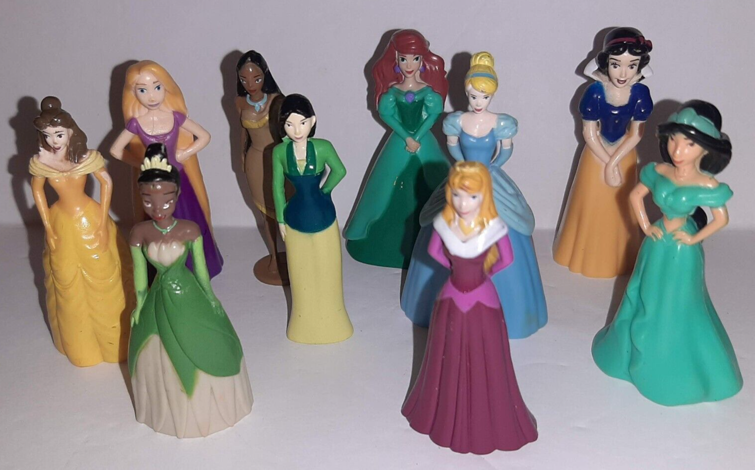 Disney Princess Lot x10 Cake Topper 3" PVC Figures Tiana Rapunzel Aurora Mulan+ - $11.88