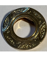 Scarf Ring Buckle Gold Tone Donut Type Geo. Design Loop Flap 1.5 Circumf... - £6.04 GBP