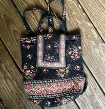 Vera Bradley Chocolat Drawstring Backsack Backpack Purse Bag Brown Orange Floral - £21.69 GBP