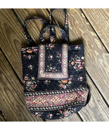 Vera Bradley Chocolat Drawstring Backsack Backpack Purse Bag Brown Orang... - £21.24 GBP