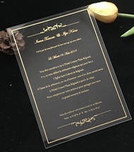 10pcs Custom Acrylic Wedding Invitatios,Gold Ink Invitations,Acrylic Men... - £25.16 GBP+