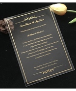 10pcs Custom Acrylic Wedding Invitatios,Gold Ink Invitations,Acrylic Men... - £25.28 GBP+