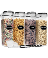 Cereal Containers Storage Set (4L,135.2 Oz), 4PCS Airtight Food Storage ... - $37.18