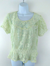 Nine West Vintage America Collection Womens Blouse  Medium Green Lace Peplum Top - £8.85 GBP