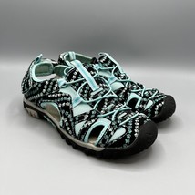 Animal Rescue Site Women&#39;s Size 8 Teal/Black Paw Print Closed Toe Hiking Sandals - £19.46 GBP